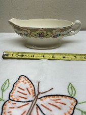 Unmarked Nice Floral Design Porcelain Gravyboat No Cracks Or Chips