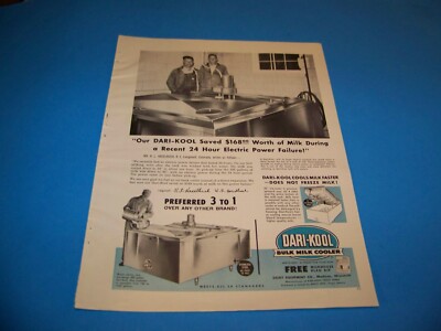 Dari-Kool Bulk Milk Cooler Agricultural Print Ad from Magazine Vintage 1960