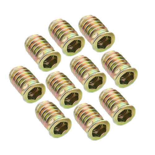 10Pcs Wood Insert Screws Hexagonal Socket Bolts Nuts Drawers Cupboard DIY Craft - Picture 1 of 25