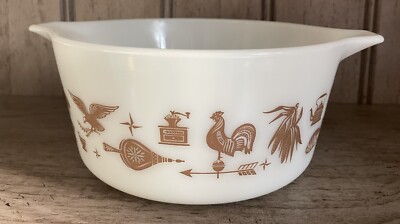 オールドパイレックス Vintage Pyrex Bowl w/Lid #447-B Early American Eagle Rooster