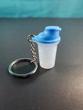 Tupperware Keychain Mini  Quick Shake All in One EZ Shaker Blue Lid KeyChains .