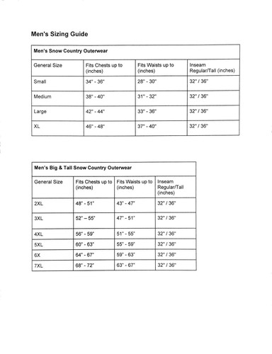 Neu Snow Country Oberbekleidung Herren Big & Tall technischer Ski Schnee 2X 3X 4X 5X 6X 7X - Bild 3 von 3