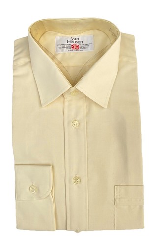 Camicia uomo Van Heusen 15,5" panna manica lunga 100% cotone vestibilità extra lunga NUOVA
