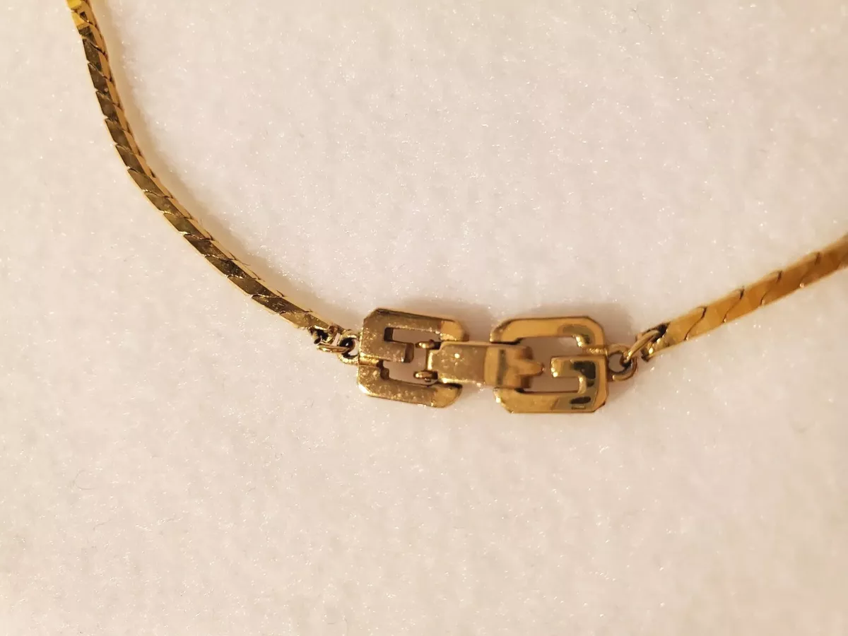 Vintage Givenchy Gold tone chain necklace G logo clasp