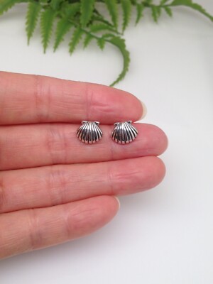 925 Sterling Silber Muschel Jakobsmuschel Ohrstecker Muschel Damen Mädchen 10 mm