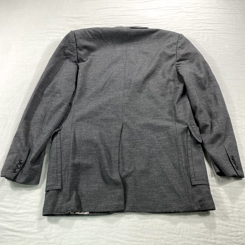 VINTAGE Cricketeer Blazer Mens 44R Gray Double Knit Polyester Sport Coat Jacket - Image 2 of 4