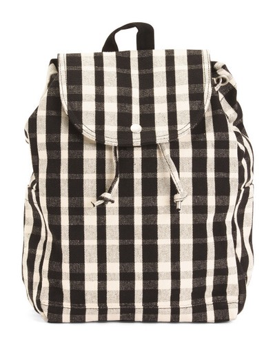 black canvas drawstring backpack