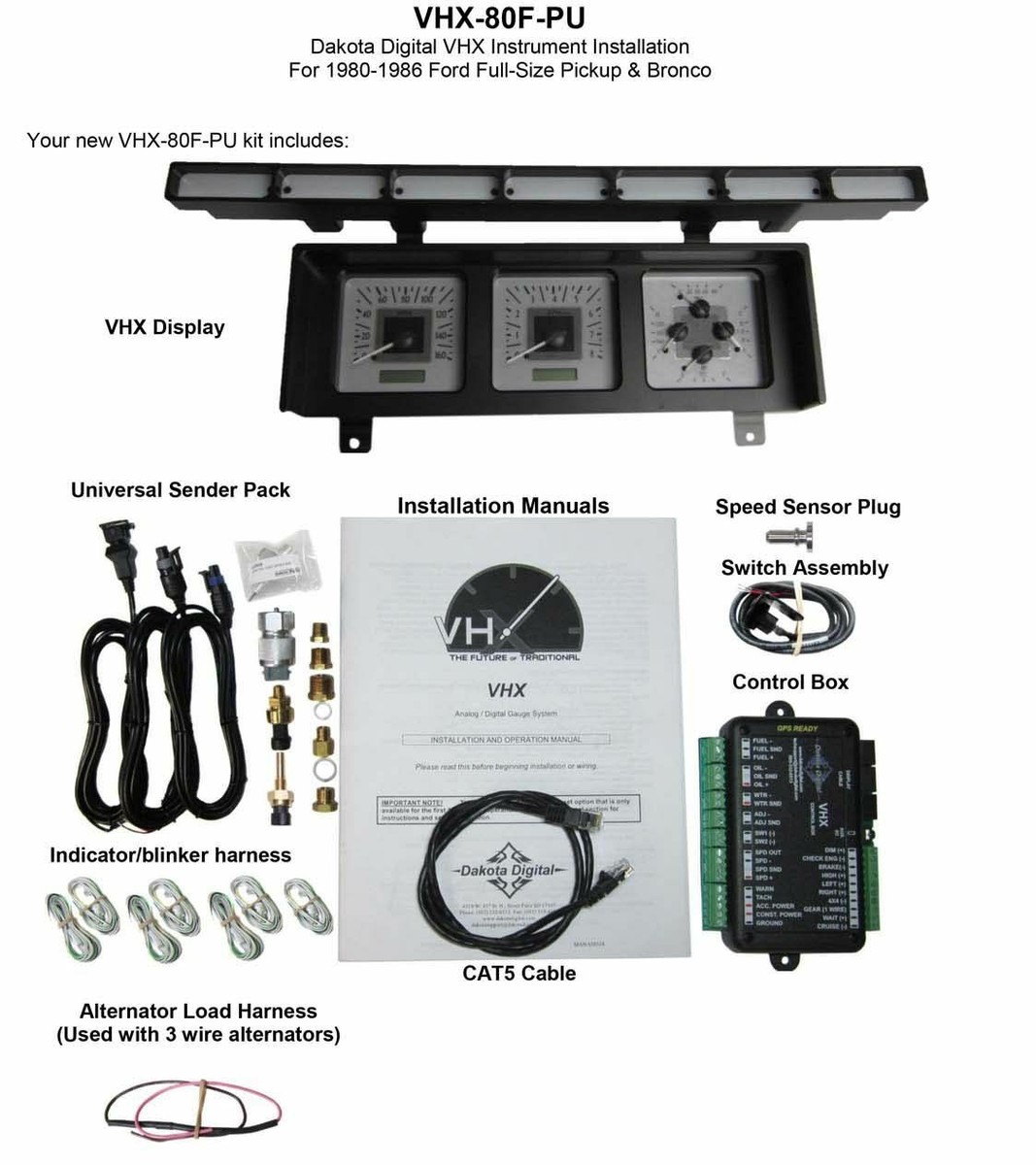 Dakota Digital 80-86 Ford Pickup Truck VHX Analog Dash
