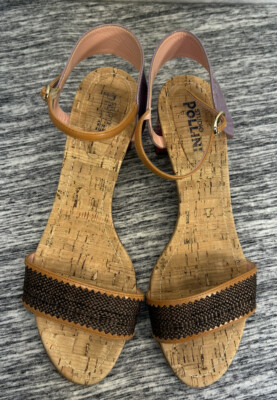 Studio Pollini Women Leather Sandals Pink Heel Lilac Ankle Strap Sz 39 US 