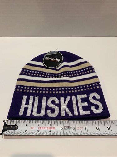WASHINGTON HUSKIES BEANIE/HAT OSFM CAPTIVATING ADULT UNISEX PURPLE/KHAKI/WHITE - Picture 8 of 10