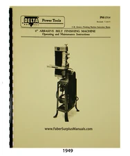 Delta Rockwell Old Style 6" Belt Sander Operating, Maint, & Parts Manual #1949