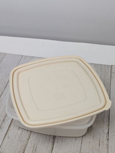 Vintage Rubbermaid 5 Cups #2 Square Container Almond Lid #B - Imagen 5 de 6