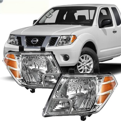 For 2009-2021 Nissan Frontier 4Dr Truck Chrome Headlights Amber Corner Lamps L+R