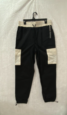 Elwood Windbreaker Nylon Cargo Pants Men's Large Black White Nylon