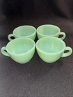 4 Fire King Oven Ware Jadeite Green Glass Restaurant Coffee Tea Cups Heavy Duty