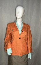 JONES NEW YORK SIGNATURE Women s 100 linen Orange Summer Blazer Size M Medium