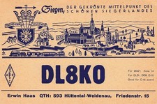 Vintage Ephemera QSL Cards DL8KO Germany 8/27/1967 Unposted