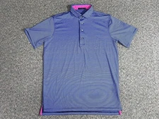 Greyson Polo Shirt Men's Medium Blue Striped Cutaway Collar Golf Performance