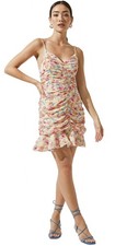Astr The Label Womens Ruched Cami Mini Dress Large Pink Multi Floral