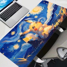 Pikachu Starry Night Mouse Pad Rubber Gaming Desk Mat Locking Edge PC Keyboard