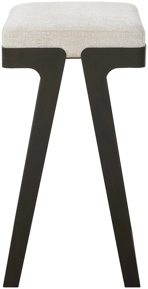 Uttermost 23875 Hover 18"W Metal and Polyester Accent Stool - Aged Black / Ivory - Image 4 of 4