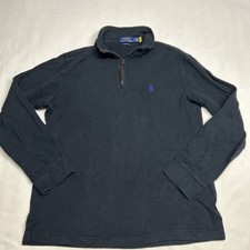 Polo Ralph Lauren Estate Rib Quarter Zip Sweater Mens Small Black Pony Logo Pull
