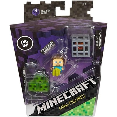 MINECRAFT SLIME CUBES, FARMING STEVE, SPAWN SPIDER 3 FIGUREN PACK NEU SPIELZEUG