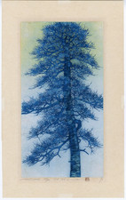 1993 Hajime Namiki Orig Signed Woodblock Print - Tree Scene 26