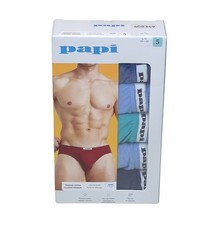 Papi Mens Premium Cotton Low-Rise Briefs 5-Pack L 36-38 Multicolor Tag Free