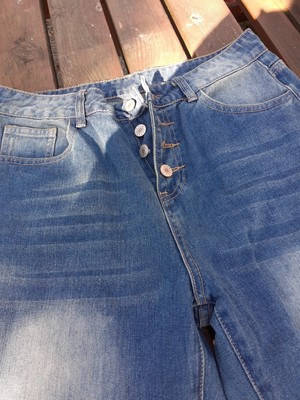 COZY Loose Fit Jeans Straight Leg   Größe  L High Waist Knöpfe 90er
