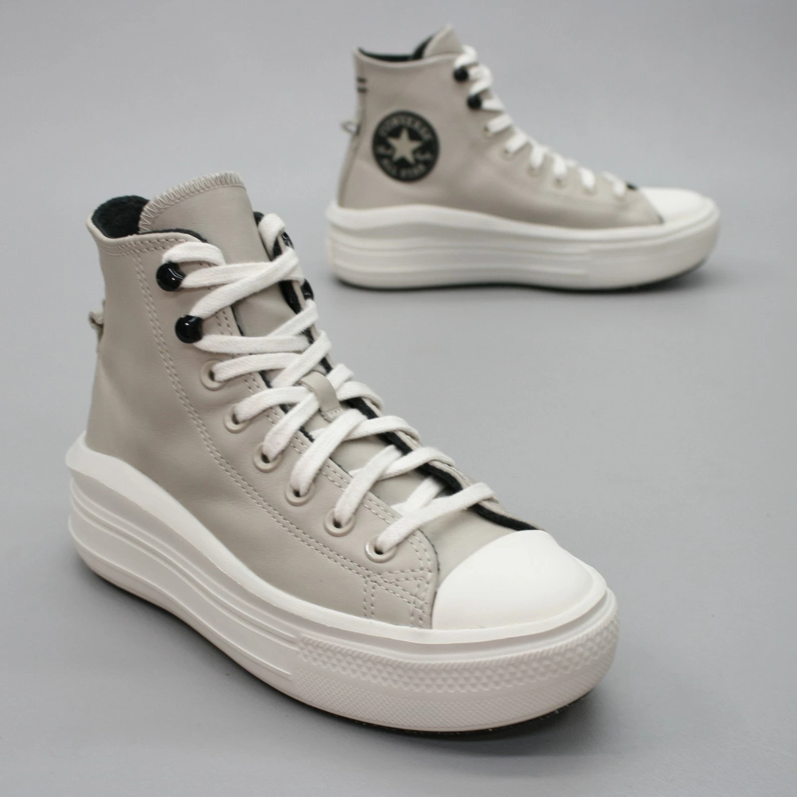 Scarpe Converse Donna 7 CTAS Move Hi Grigio Spiaggia Pietra Pelle Sneakers Platform