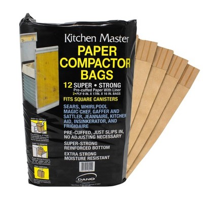 Kitchen Master Super Strong Compactor Bags (12 1 Count (Pack of 12), Brown 