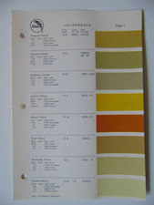 Original Glasurit Volkswagen Vw Paint Chips Sheet - 1967-1970