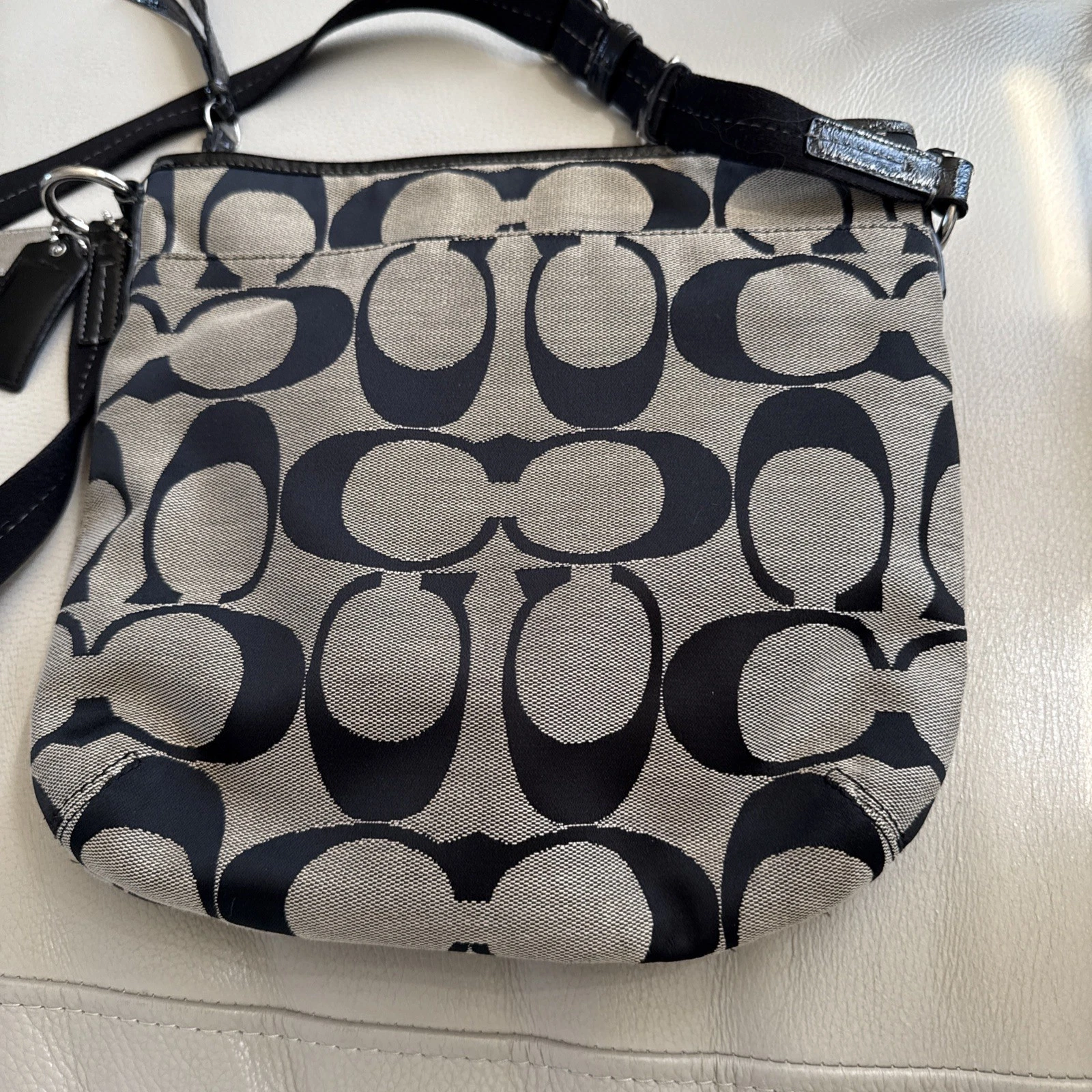 Borsa Coach Tracolla Autentica F21905 Firmata Riga Nera