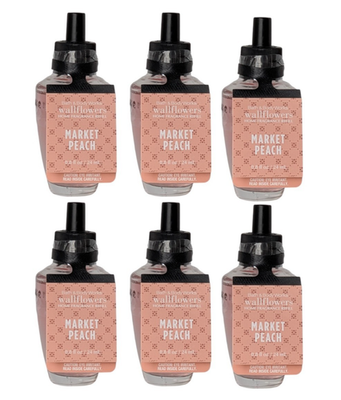 #ad Bath amp; Body Works MARKET PEACH Wallflower Refill NEW Set of 6 Wallflowers $39.99