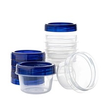 PLASTICPRO Deli Containers Clear bottom With blue Top Twist on Lids Reusable,...