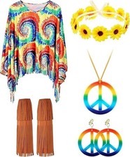 60s 70s Outfits for Women Hippie Costume Accessories Set Tie Large