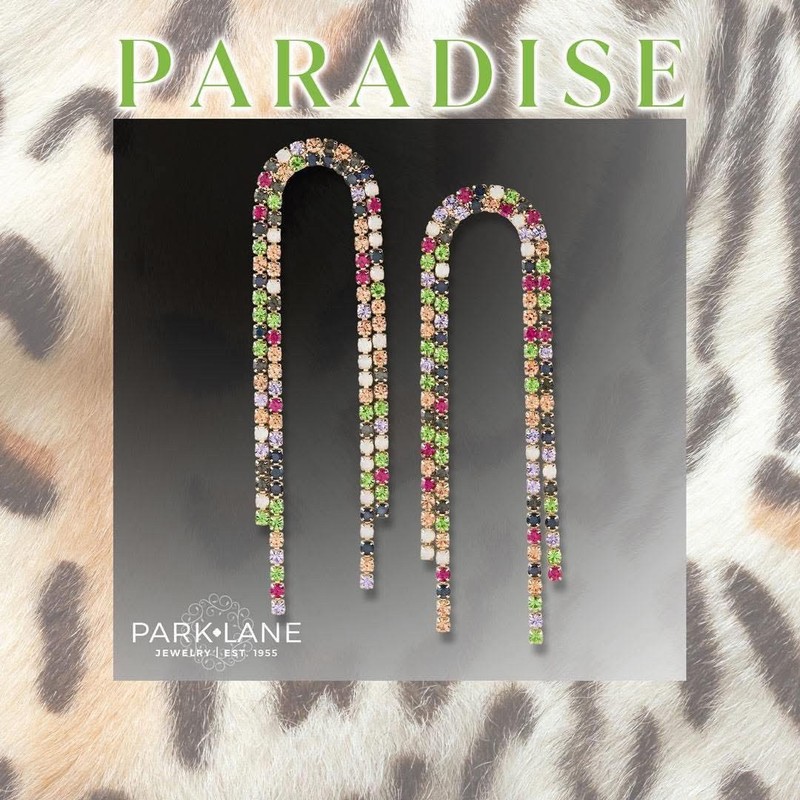 Park Lane Paradise Multicolor CZ Earrings Retired Retail $64 Pink Opal Green Jet