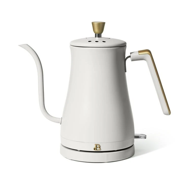 Beautiful 1L Gooseneck Electric Kettle 1200W Pour Over White Icing