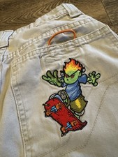 JNCO Vintage 90s Y2K Flamehead Shorts Size 10 Frankenkid Skate Baggy Straps
