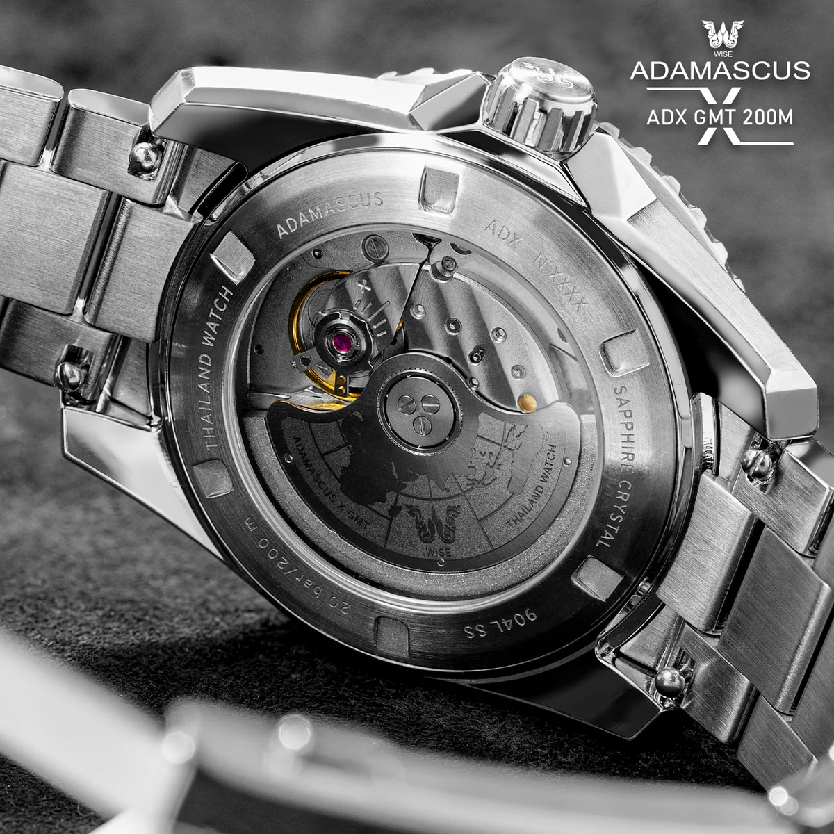 WISE Watch ADAMASCUS ADX161 True GMT Aqua blue Sunburst Dial | eBay