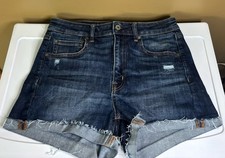 American Eagle Size 6super Hi-rise Shortie Distressed Next Level Stretch Shorts