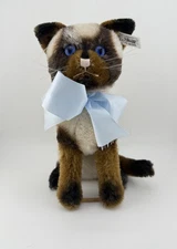 Steiff Siamy Cat Plush 1930 Replica Blue Bow Button in Ear New