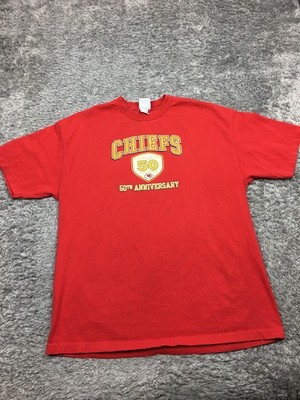 Kansas City Chiefs Shirt Mens Size XL Red 50th Anniversary Short Sleeve 2009