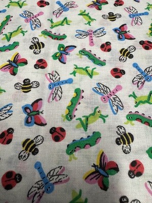 Bugs Caterpillar Ladybug  Dragonfly  etc Fabric  1/2 yard 100% Cotton Free Ship