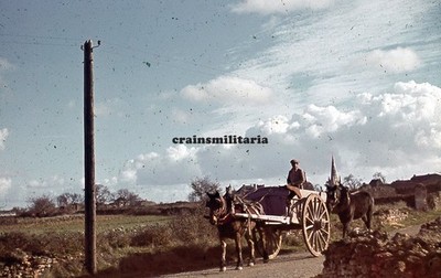 Orig. FARB Dia Foto franz. Bauer bei Kirche AIRVAULT Deux-Sèvres Frankreich