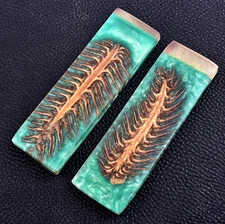 Custom Made Stabilized Pine Cones Resin Pair Scales For Knife Making Handle 2955
