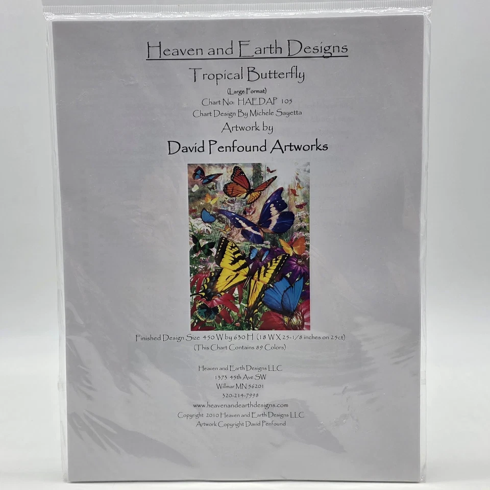 Heaven and Earth Designs Tropical Butterfly Cross Stitch Pattern Large Format - Image 2 of 4