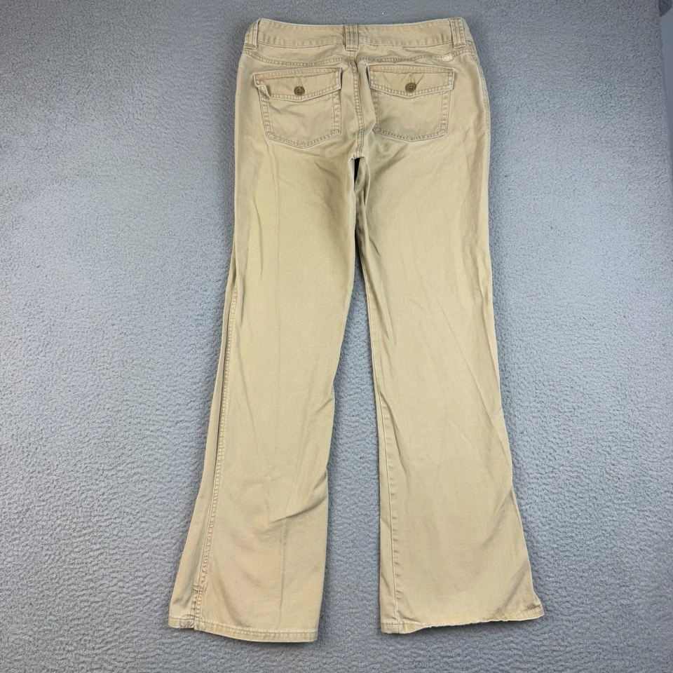 Vtg Abercrombie & Fitch Y2K Low Rise Bootcut Pants Women's 6R Button Fly Khaki - Image 2 of 4