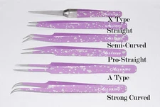 Eyelash Extension Light Purple (Lilac) with Glitter Tweezers 